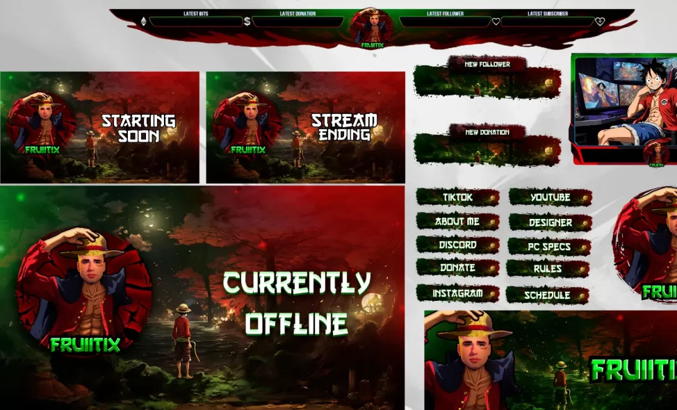 I will design custom animated kick, twitch overlay package, stream overlay, facecam