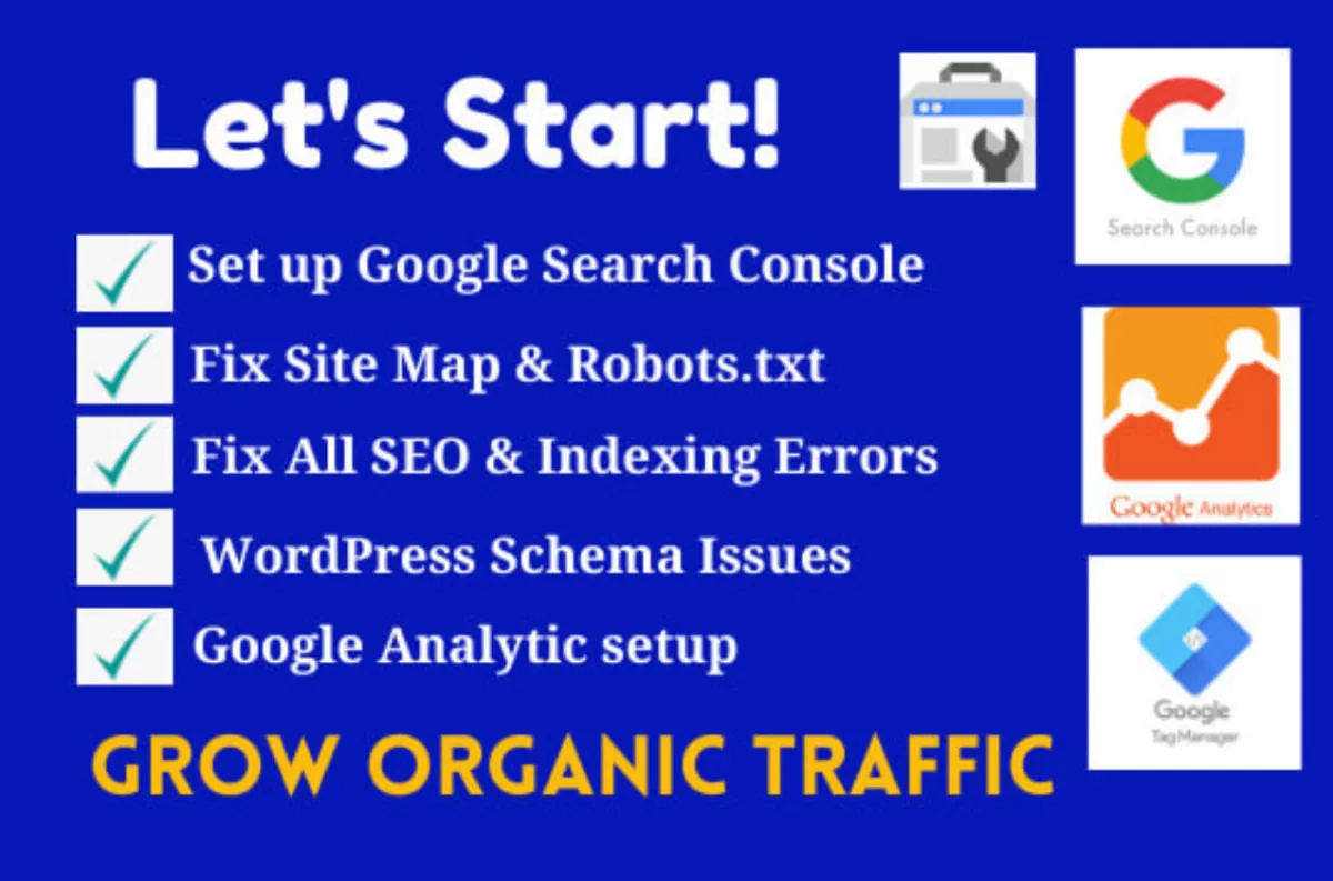 Fix google search console, analytics, index coverage errors, Fiverr