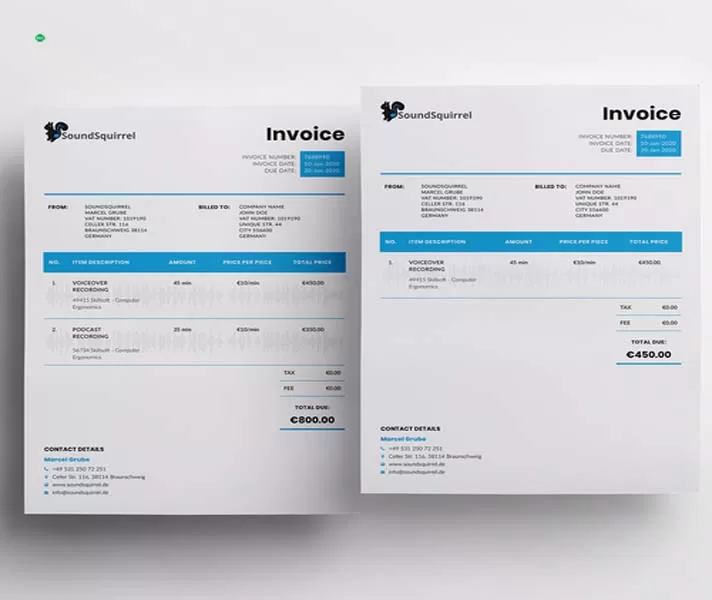 design professional invoice, letterhead, quotation