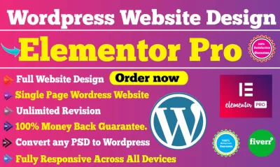 I will create wordpress website , blog website , landing page with elementor pro, PSD