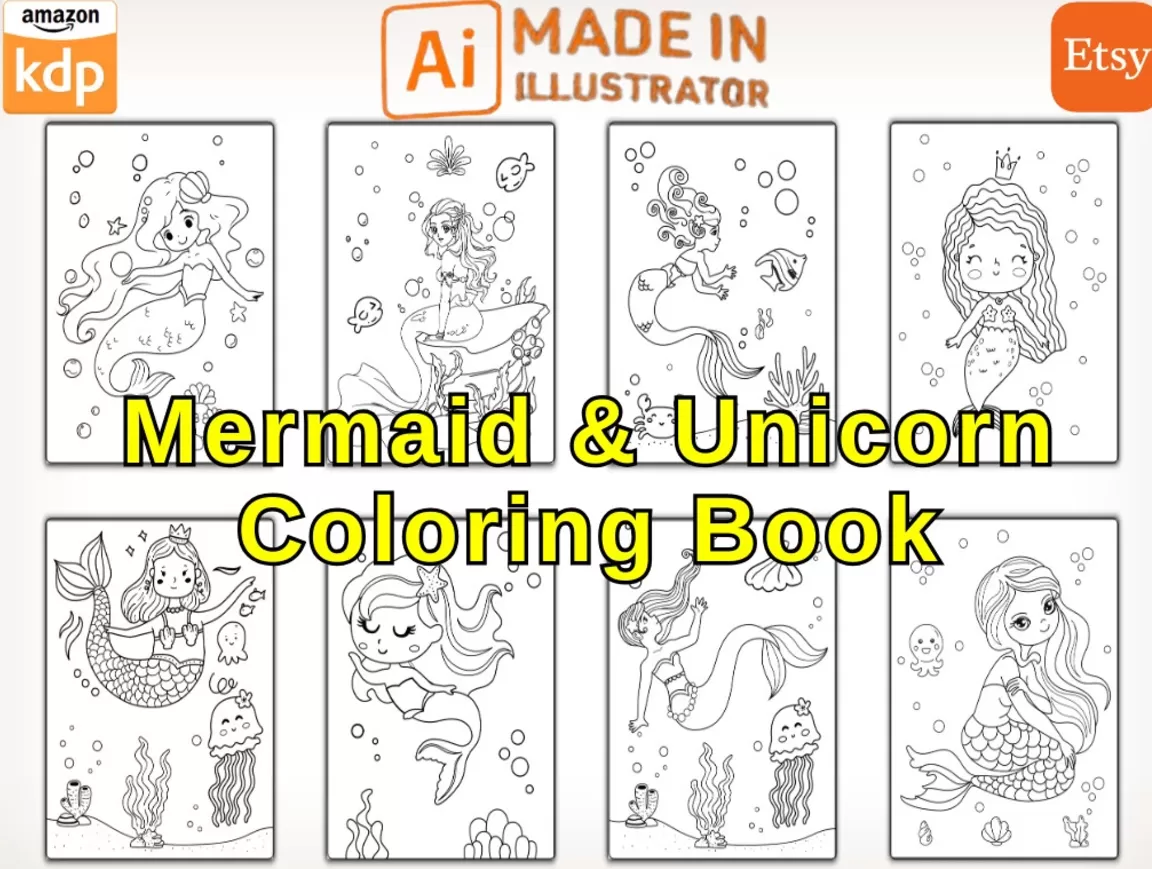 I will design cute animals, stickers, mermaid character for wallart
