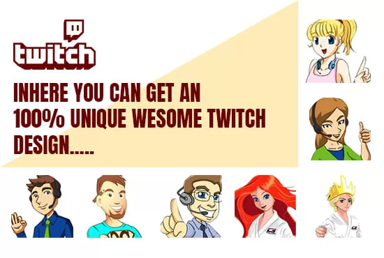 I will design twitch emotes, sub badges and badges