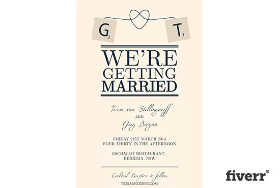 I will create save the date or wedding invitation 