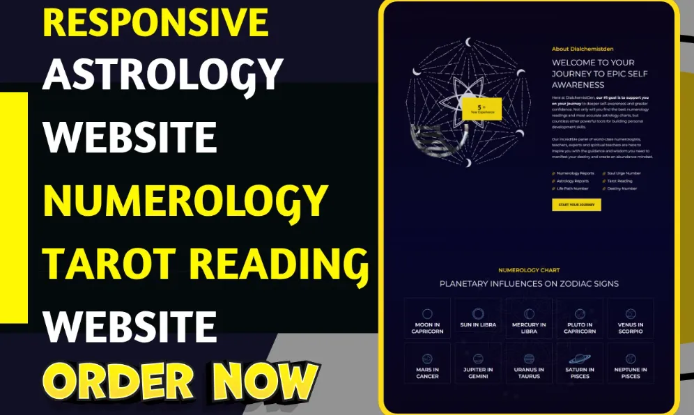 I will design astrology website numerology website esoteric spiritual astrology website