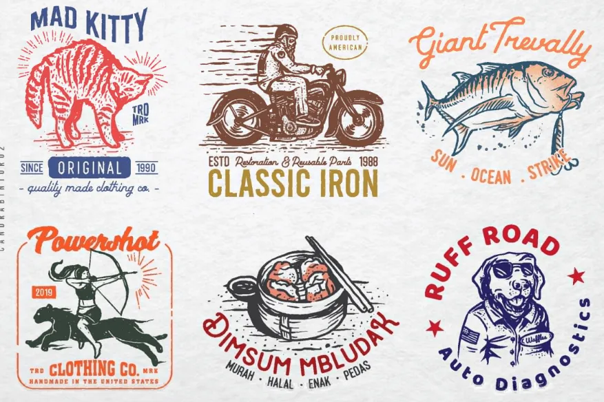 I will create vintage retro hand drawn logo