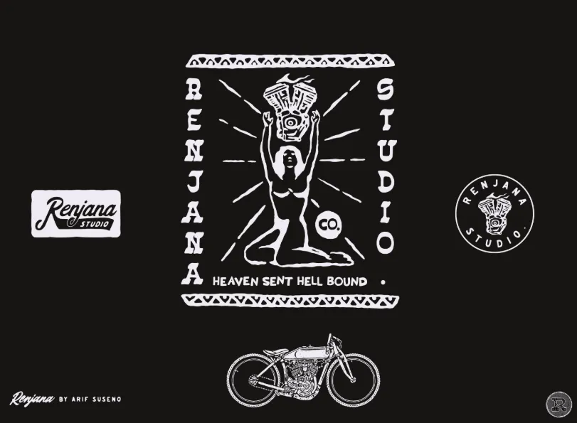 I will do hand drawn retro vintage logo design in linocut style
