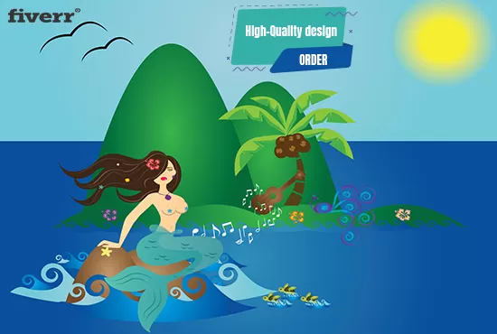 I will design cute animals, stickers, mermaid character for wallart