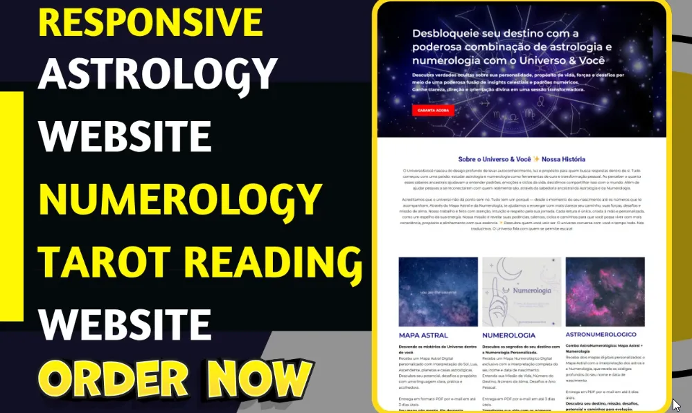 I will design tarrot reading astrology booking website numerology spiritual website