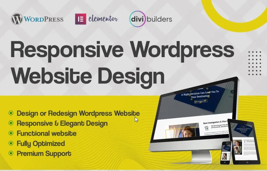 I will build wordpress website, wordpress blog, elementor website with website builder