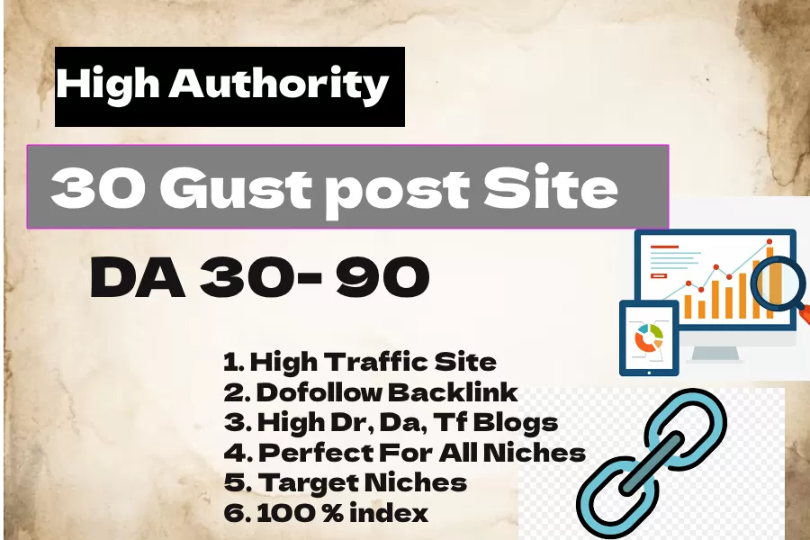 I will write and publish high da guest post with SEO dofollow backlinks