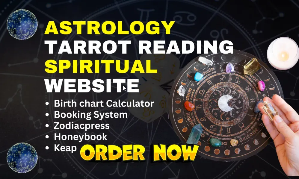 I will design tarrot reading astrology booking website numerology spiritual website