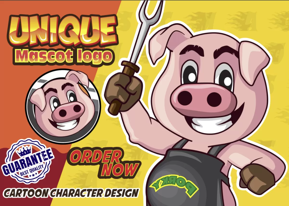 I will design a unique cartoon mascot logo