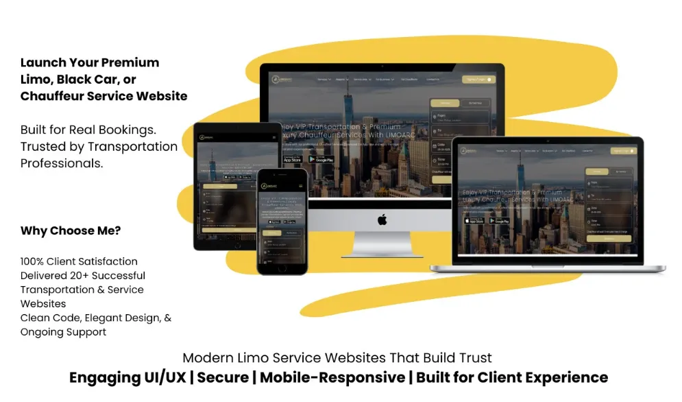 I will design taxi booking website chauffeur limousine booking website