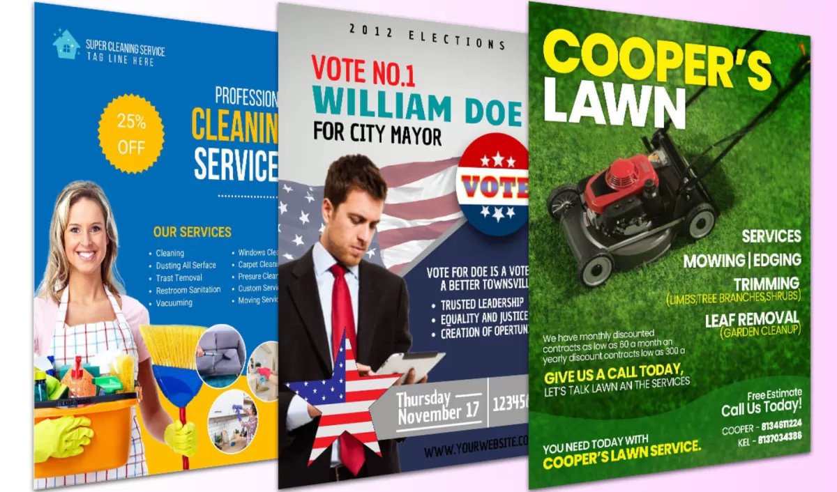 I will do flyer design, logo, business card, postcard, brochure, signage design, fb ads
