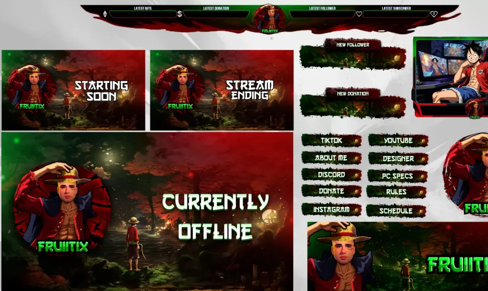 I will design custom animated kick, twitch overlay package, stream overlay, facecam