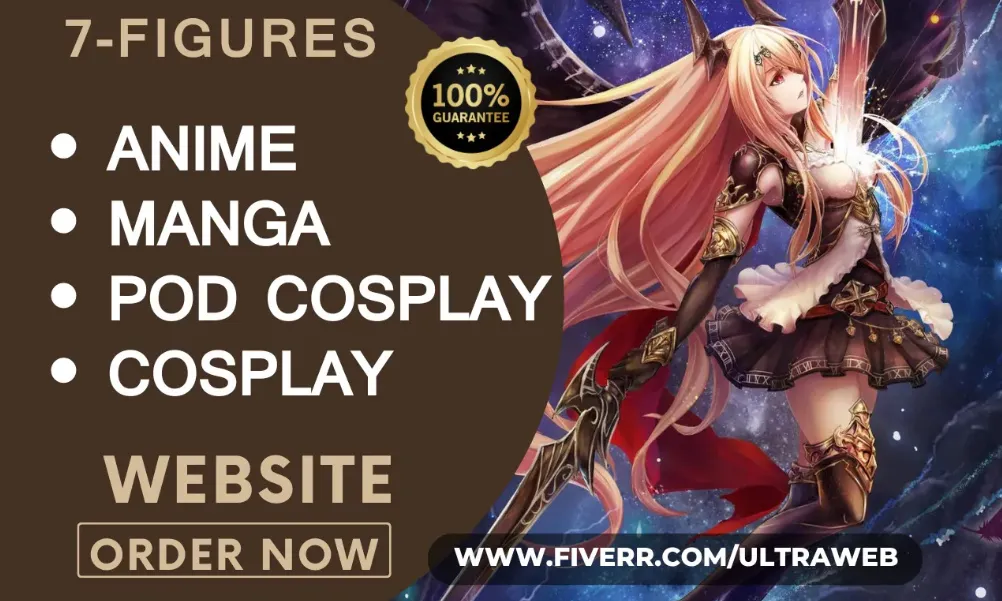 I will design 7 figure anime manga streaming website anime pod cosplay landing page