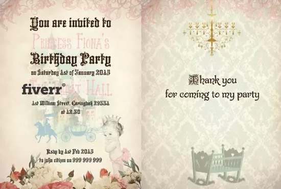 I will do custom wedding invitation, baby shower invitation or birthday invitation