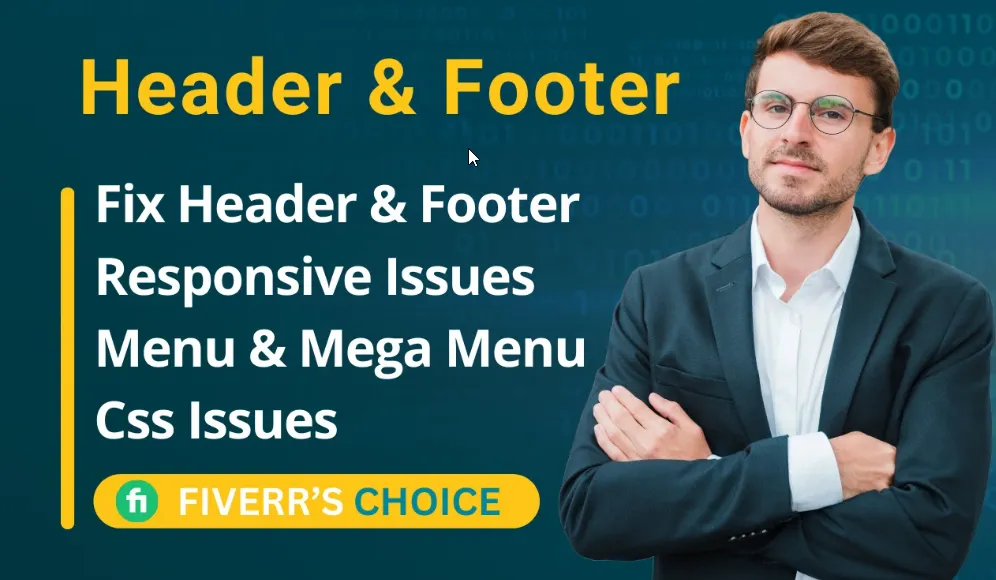 I will do responsive design and fix header, footer, mega menu for wordpress website