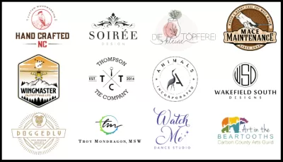 do modern line art text or badge logo design