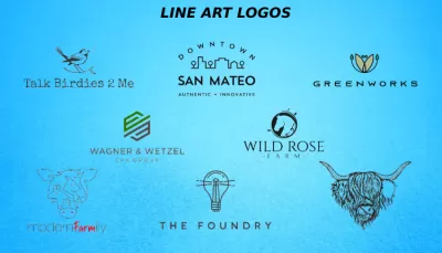 do modern line art text or badge logo design
