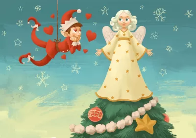 I will design vintage christmas card