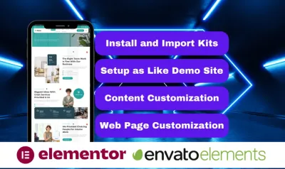 I will import, install elementor kits or setup wordpress themes website like demo