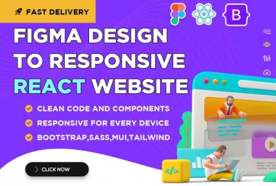 I will convert figma design to responsive react website, figma to react bootstrap
