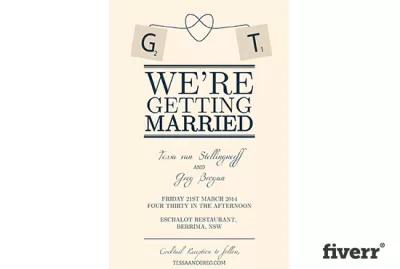 I will create save the date or wedding invitation 