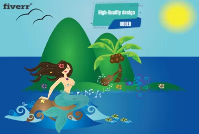 I will design cute animals, stickers, mermaid character for wallart