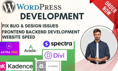 I will build design wordpress website by kadence gutenberg spectra blocks elementor pro