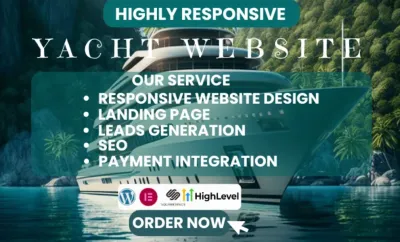 I will create boat, yacht, cruise, jet ski and party boat rental website