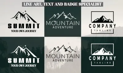 I will do modern line art text or badge logo design