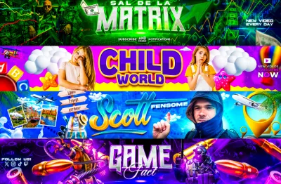 I will design an eye catching youtube banner and logo