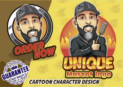 I will design a unique cartoon mascot logo
