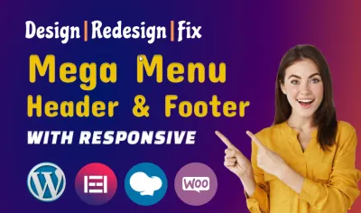 I will design,redesign,fix header,footer,and mega menu for wordpress website
