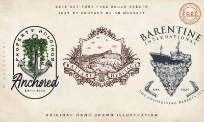 I will create vintage logo animal or anything with hand drawn style