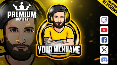 I will design gaming, esport, youtube, twitch logo from your photo