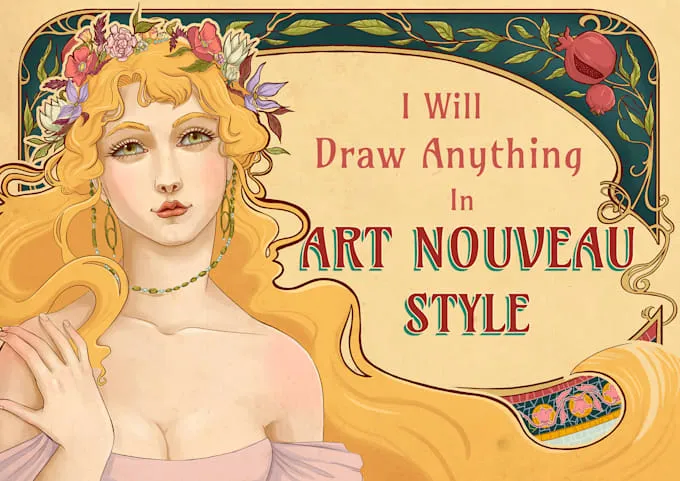 Vintage logo with art noveau illustration